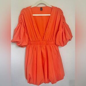 Bubble Mini Dress Low V-neck M